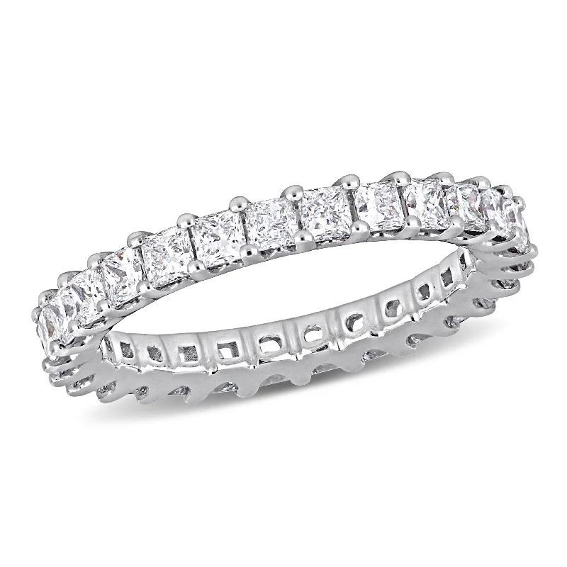 Women’s stackable gold rings-Created Forever by Miadora 1 7/8ct TW Princess-Cut Lab-Grown Diamond Eternity Ring in 14K White Gold