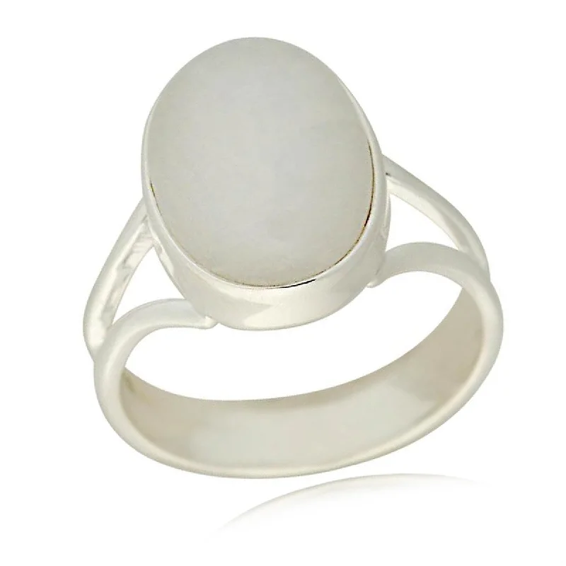 Women’s handmade ring-925 Sterling Silver Rainbow Moonstone Gemstone Solitaire Ring