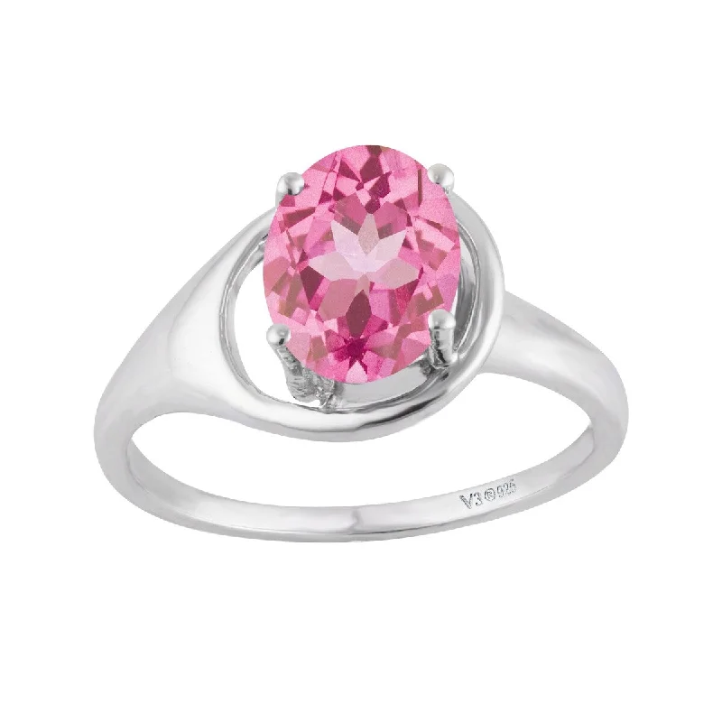 Women’s rose gold solitaire ring-Sterling Silver with Pink Topaz Solitaire Ring