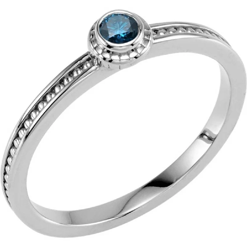 Women’s sparkling diamond ring-Auriya 10k Gold 1/10ctw Dainty Round Solitaire Blue Diamond Stacking Ring