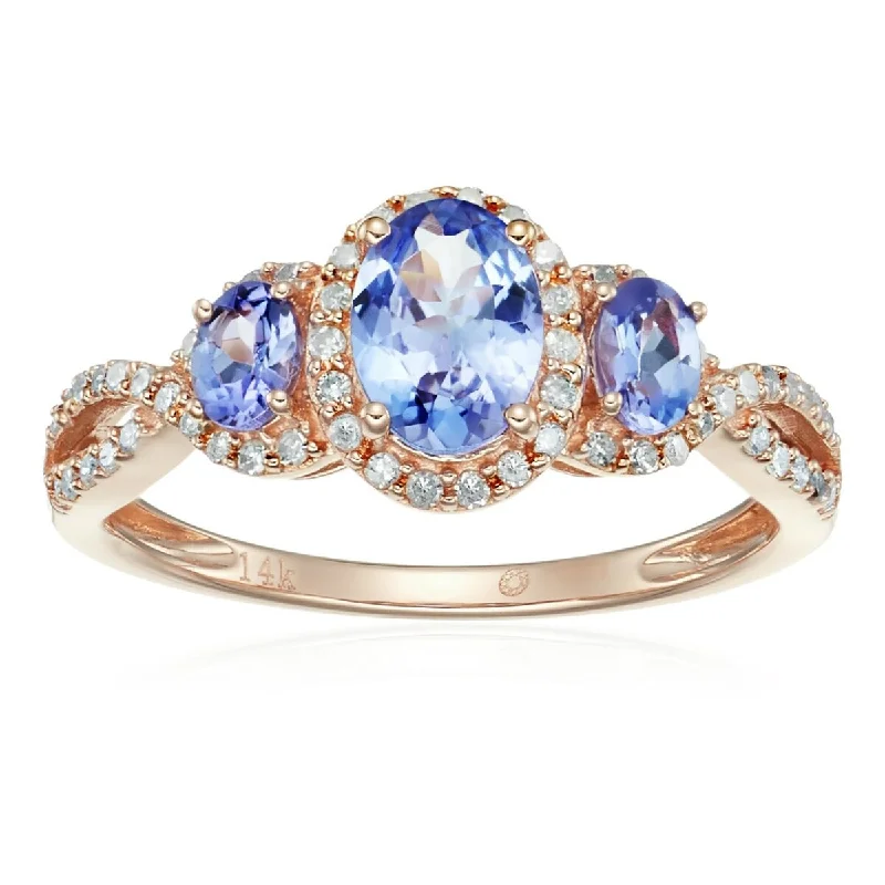 Women’s custom engagement ring-14KT Rose Gold Tanzanite and White Diamond Ring