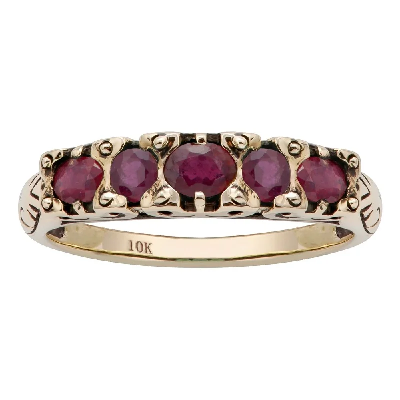 Women’s emerald ring-Viducci 10k Yellow Gold Genuine Ruby Anniversary Ring