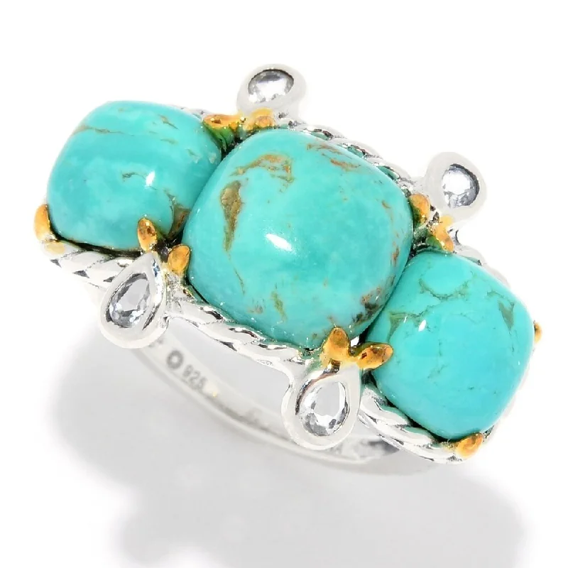 Women’s personalized name ring-Sterling Silver Tyrone Turquoise & White Topaz Ring