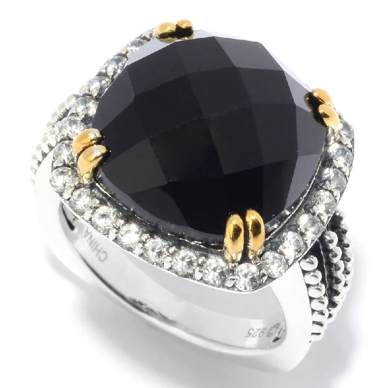 Women’s eternity ring-925 Sterling Silver White Natural Zircon and Black Agate Ring