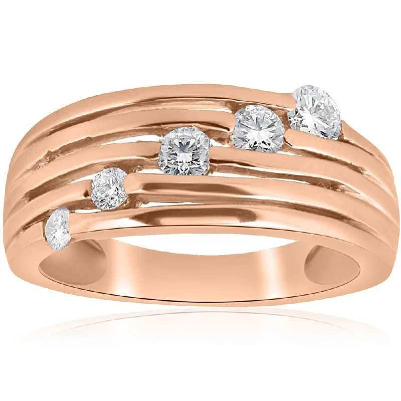 Women’s mixed-metal ring-14K Rose Gold 1/2ct Diamond Right Hand Journey Ring (H/I, I1) - White H-I - White H-I