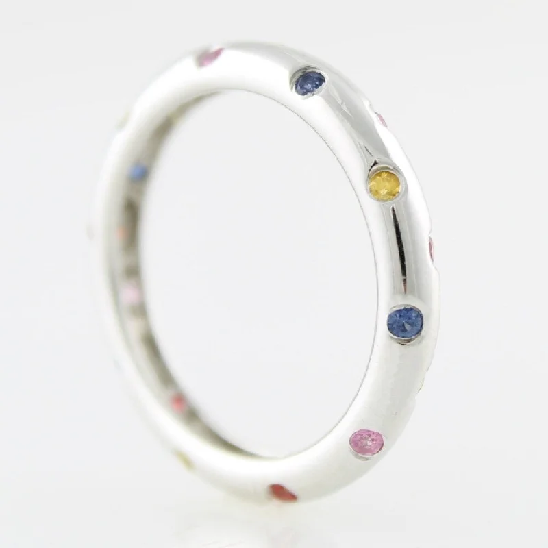 Women’s modern band ring-925 Sterling Silver Multi Sapphire Band Ring