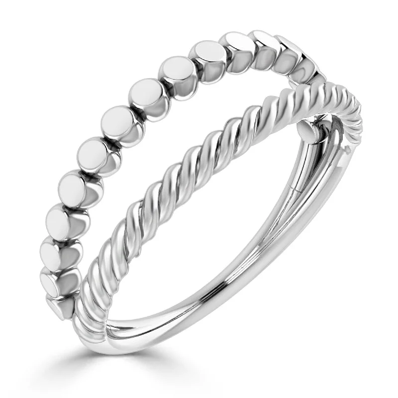 Women’s unique diamond ring-Auriya Twisted Split Rope Style Stackable 10k Gold Ring