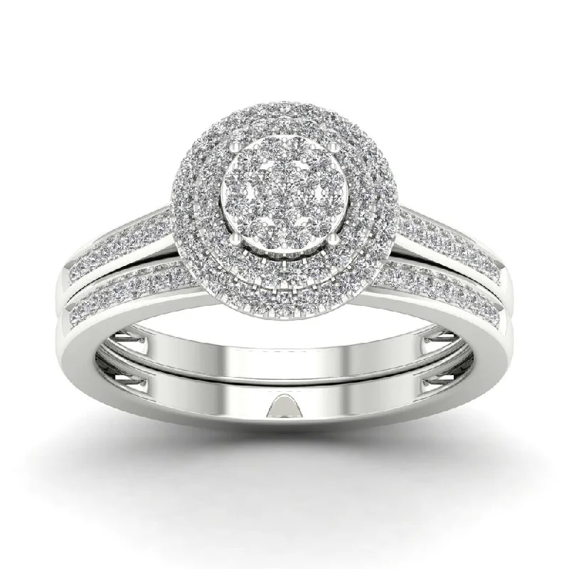 Women’s diamond halo ring-De Couer Sterling Silver 1/3 ct TDW Diamond Halo Bridal Ring