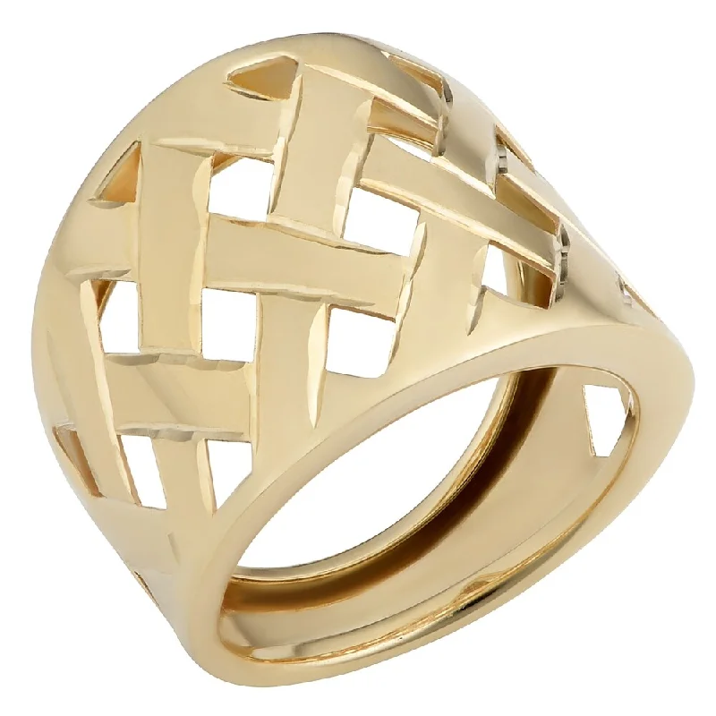 Women’s birthstone wedding ring-Fremada Italian 14k Yellow Gold 19 millimeters Wide Lattice Ring