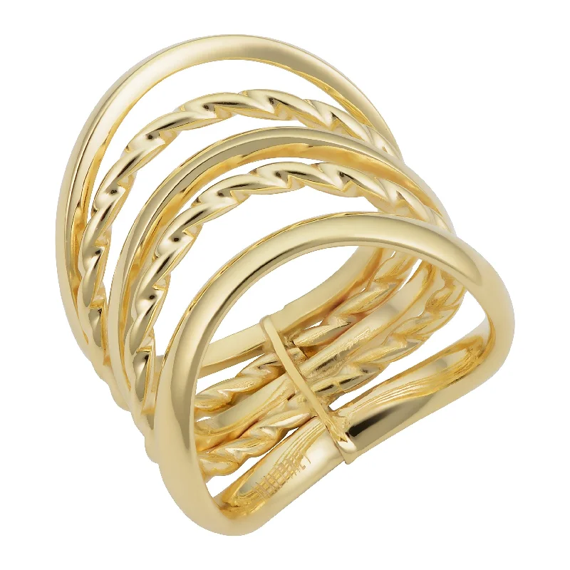 Women’s band ring-14k Yellow Gold Five-row Wave Ring