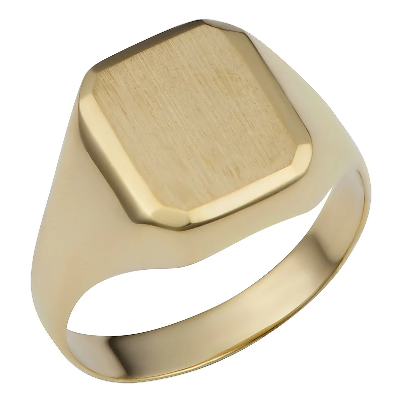 Women’s princess-cut ring-10k Yellow Gold Rectangular Signet Ring for Men and Women (size 7 - 10)