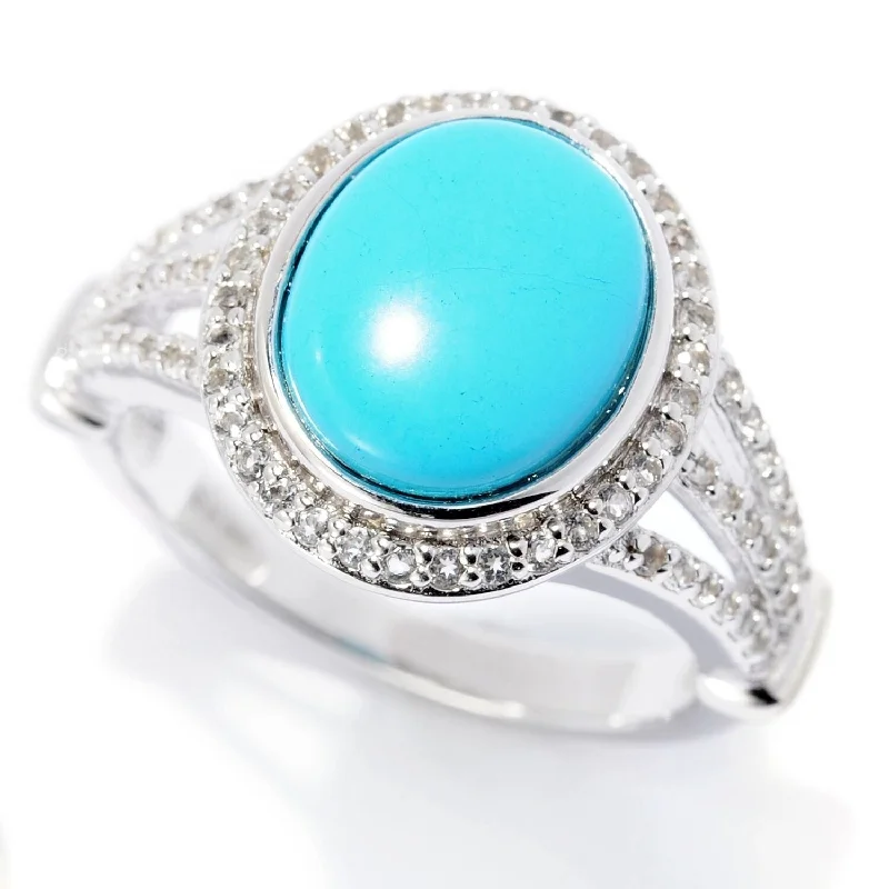 Women’s solitaire ring-Sterling Silver Sonora Beauty Turquoise & White Topaz Ring