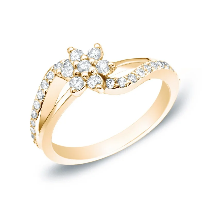 Women’s intricate ring-Auriya Daisy Split Shank 1/2ct TDW Split Shank Diamond Ring 14K Gold