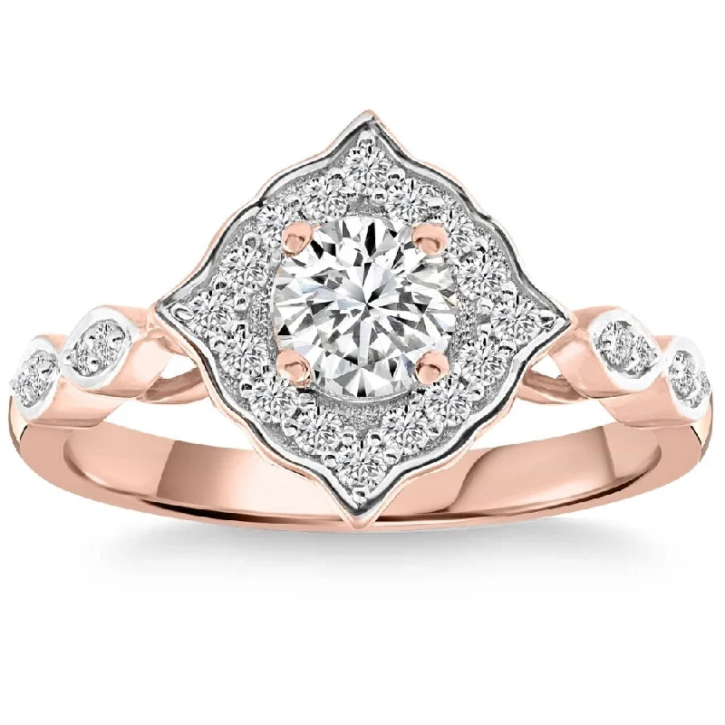 Women’s statement cocktail ring-Certified .83 Ct Accent Designed Diamond Ring Rose Gold Lab Grown