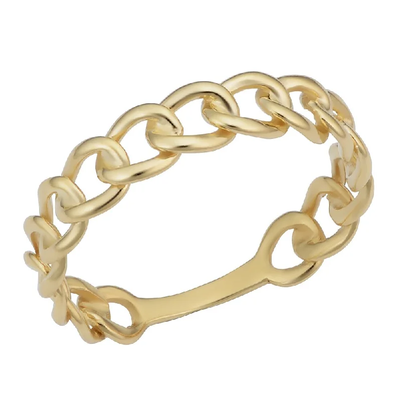 Women’s multi-stone ring-14k Yellow Gold 4.5mmillimeter Curb Link Ring (size 5-8)