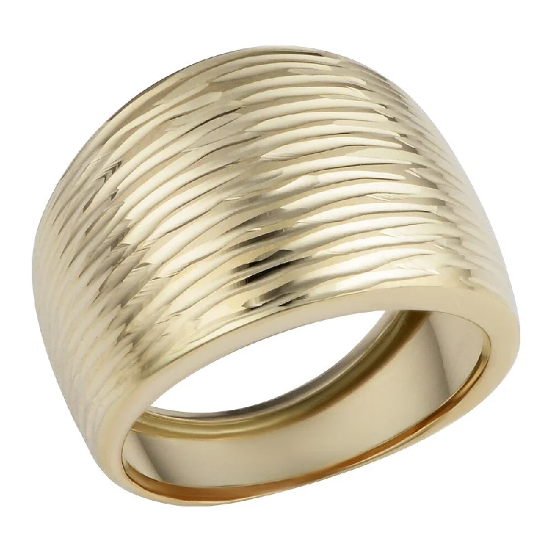 Women’s intricate ring-14k Yellow Gold Diamond Cut Cigar Band Ring