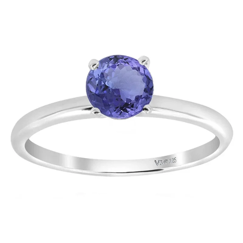 Women’s silver ring-White Gold with Natural Tanzanite Solitaire Ring