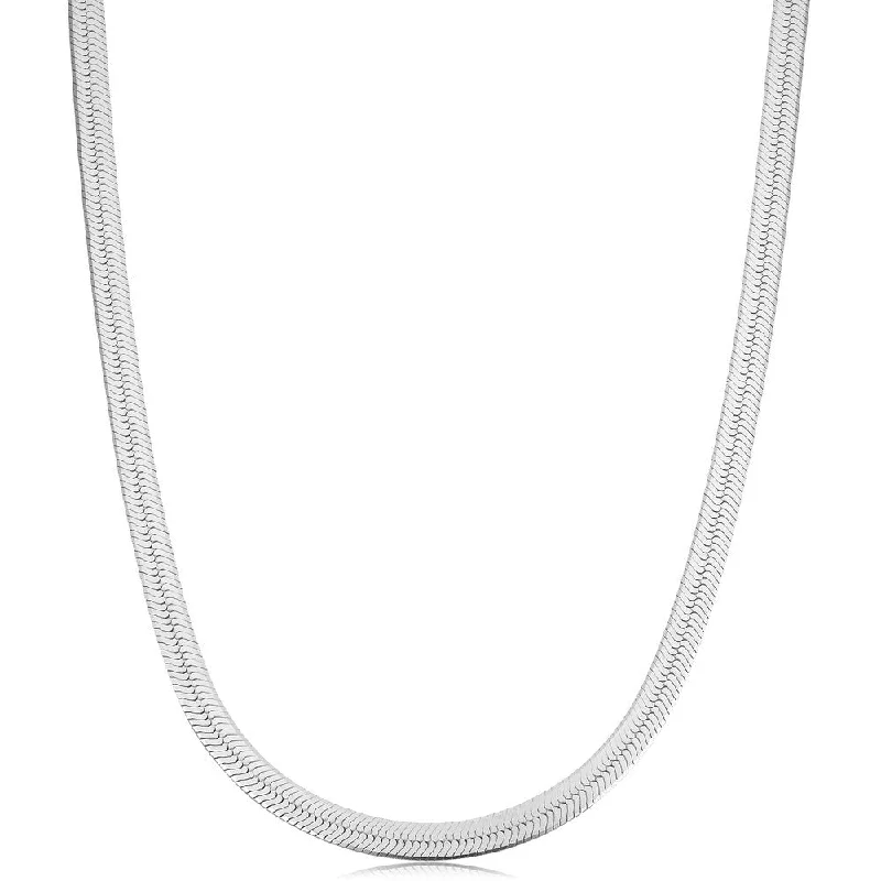 Women’s birthstone wedding ring-Sterling Silver 4.6 millimeters Herringbone Chain Necklace (18, 20 or 24 inches)